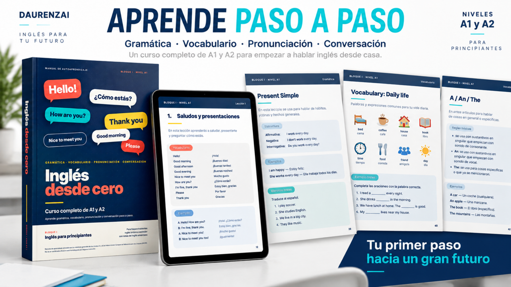 Inglés desde cero: guía práctica para aprender paso a paso.